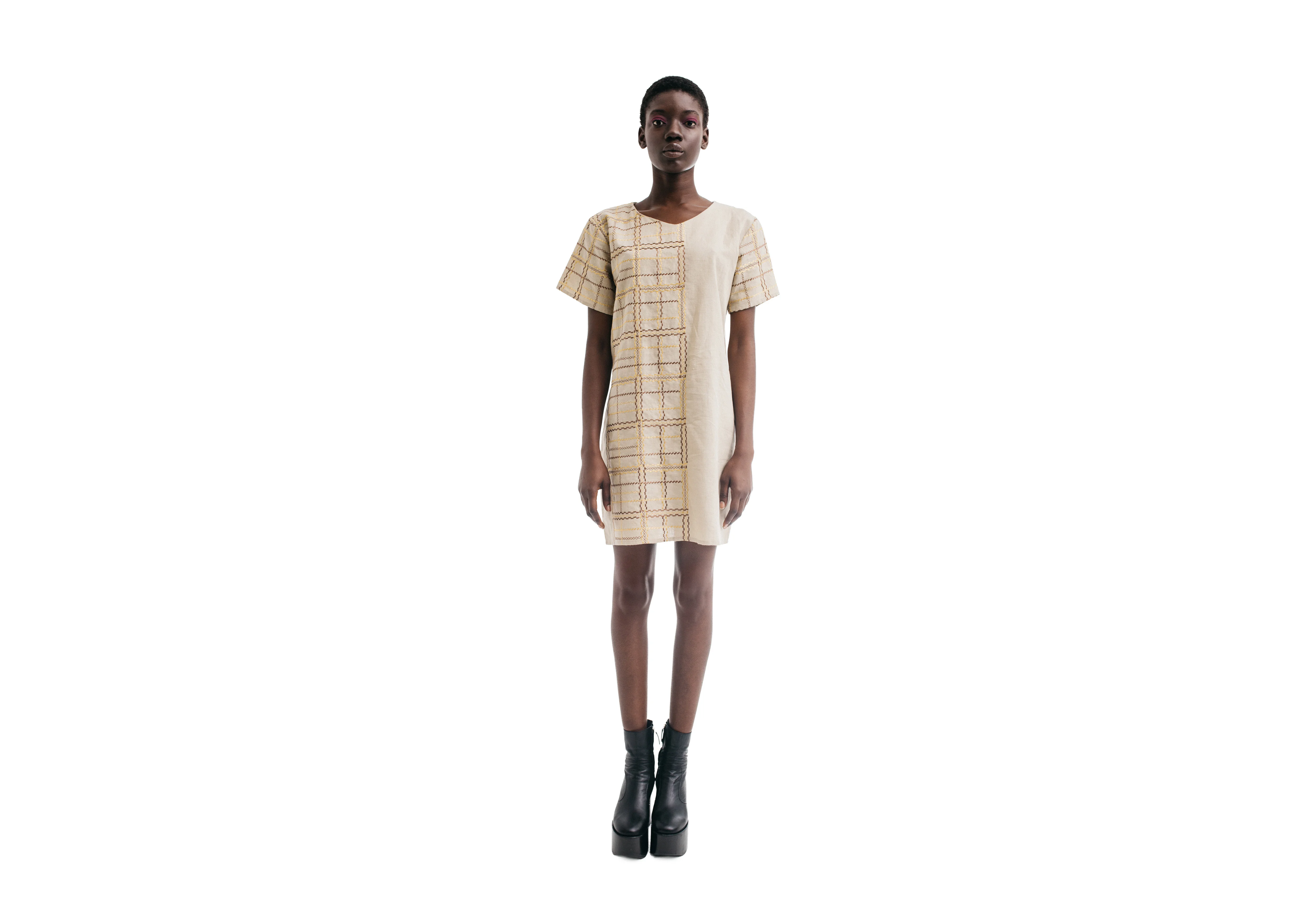 Linen Dress with Ethno Print