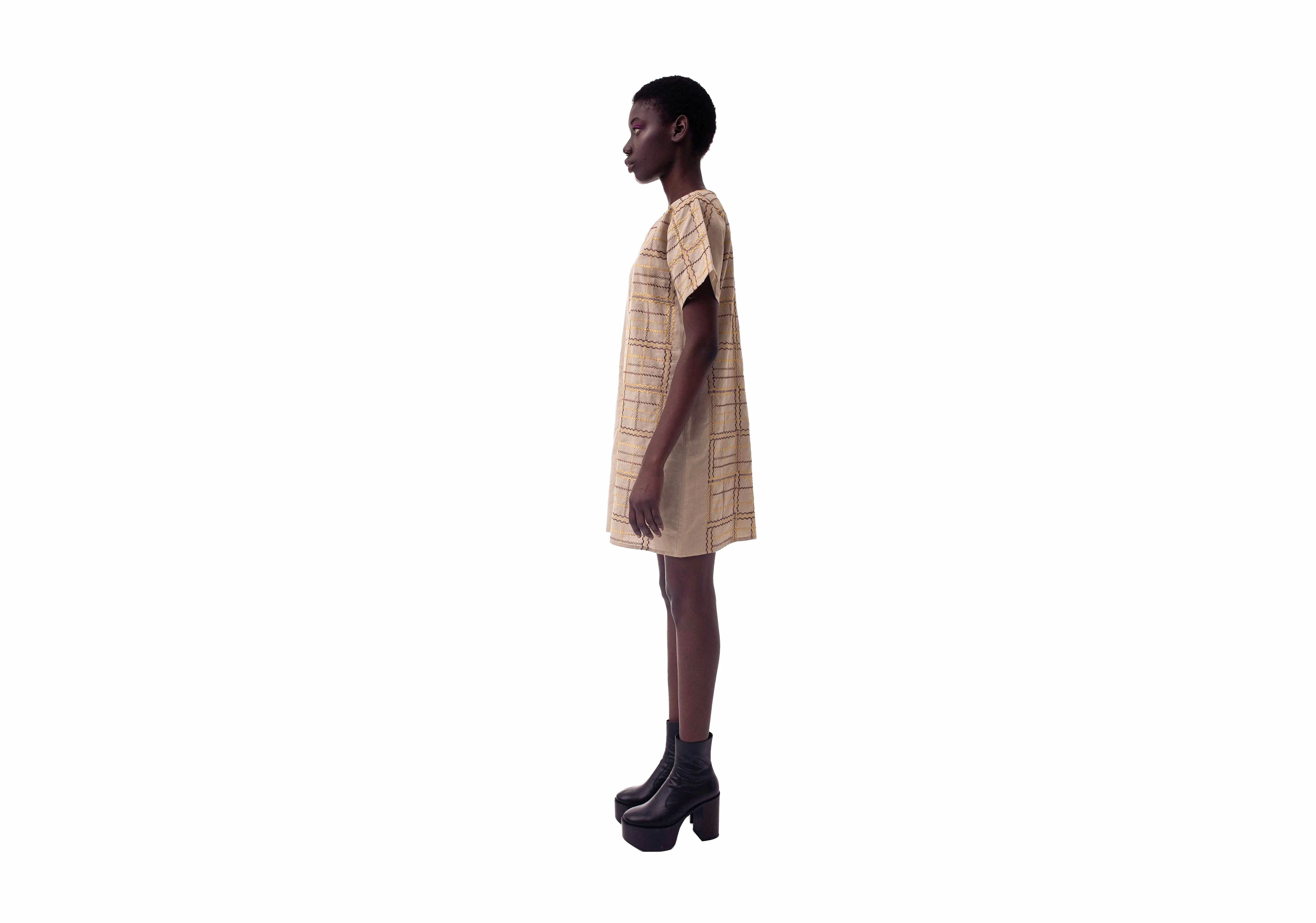 Linen Dress with Ethno Print